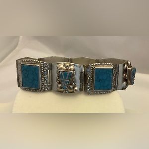 Stunning Hecho En Taxco Vintage Turquoise Bracelet